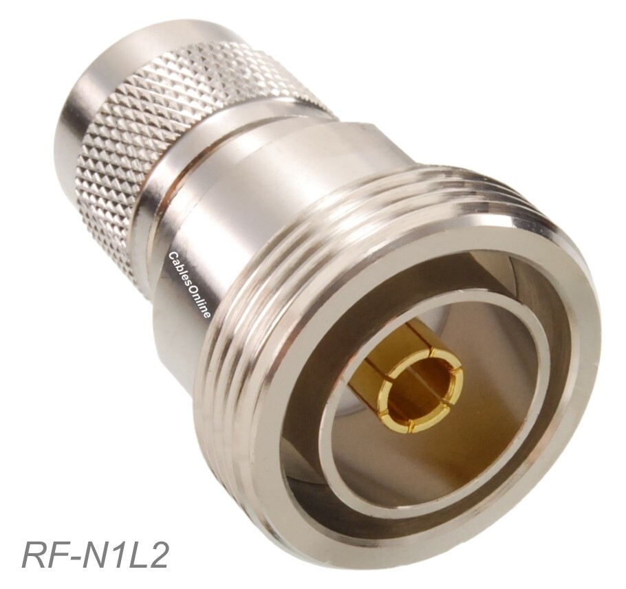 7/16 DIN Female to N-Type Male RF Adapter, CablesOnline RF-N1L2