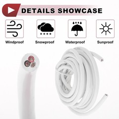 Electrical Ground Wire Automotive Power Wire 18FT White TC 12AWG 3 Conductor