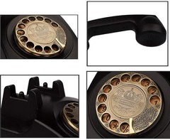TelPal Corded Telephone Antique Rotary Dial 8008-Black Vintage Home Office Decor