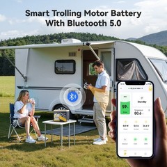 Used Power Queen 24V 50Ah Bluetooth LiFePO4 Lithium Battery for Trolling Motor
