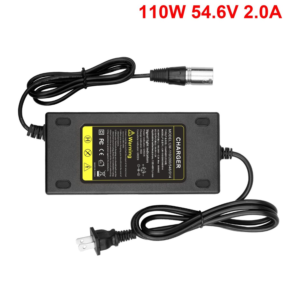 DC 54.6V 2A For 48V Lithium Battery Charger 3 pin XLR Male Connector US Plug