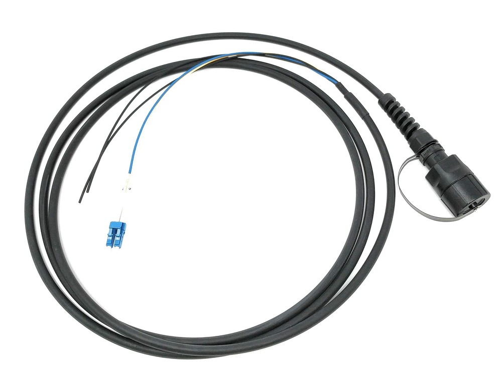 FTTA Circular Sealed 2 Core LC-UPC Singlemode TPU Outdoor Fiber Optic Cable 5M