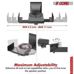 5Core Speaker Wall Mount Adjustable Swivel 11 Inch Space Bookshelf Brackets Pair