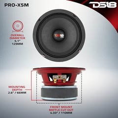DS18 PRO-X5M Car Speaker 5.25″ Midrange Loudspeaker 300W 8 Ohms (1 Speaker)