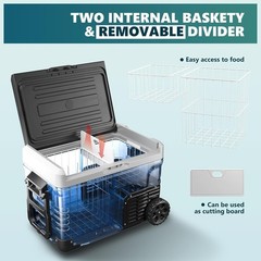 12V Car Refrigerator Freezer Portable Cooler -4℉~68℉ DC/AC w/Wheels for Camping