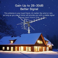 990Mile Outdoor TV Antenna Motorized Amplified HDTV 1080P 4K 360° Rotation Home