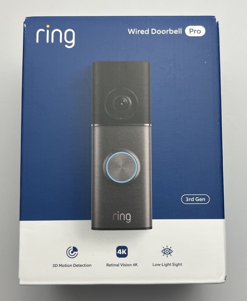 Ring – Wired Doorbell Pro (3rd Gen) Retinal 4K for ultra-clear video, 10x Zoom