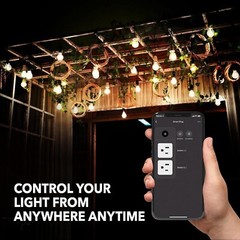 BN-LINK Dual Outlet Outdoor Smart WiFi Plug Compatible with Alexa and Google