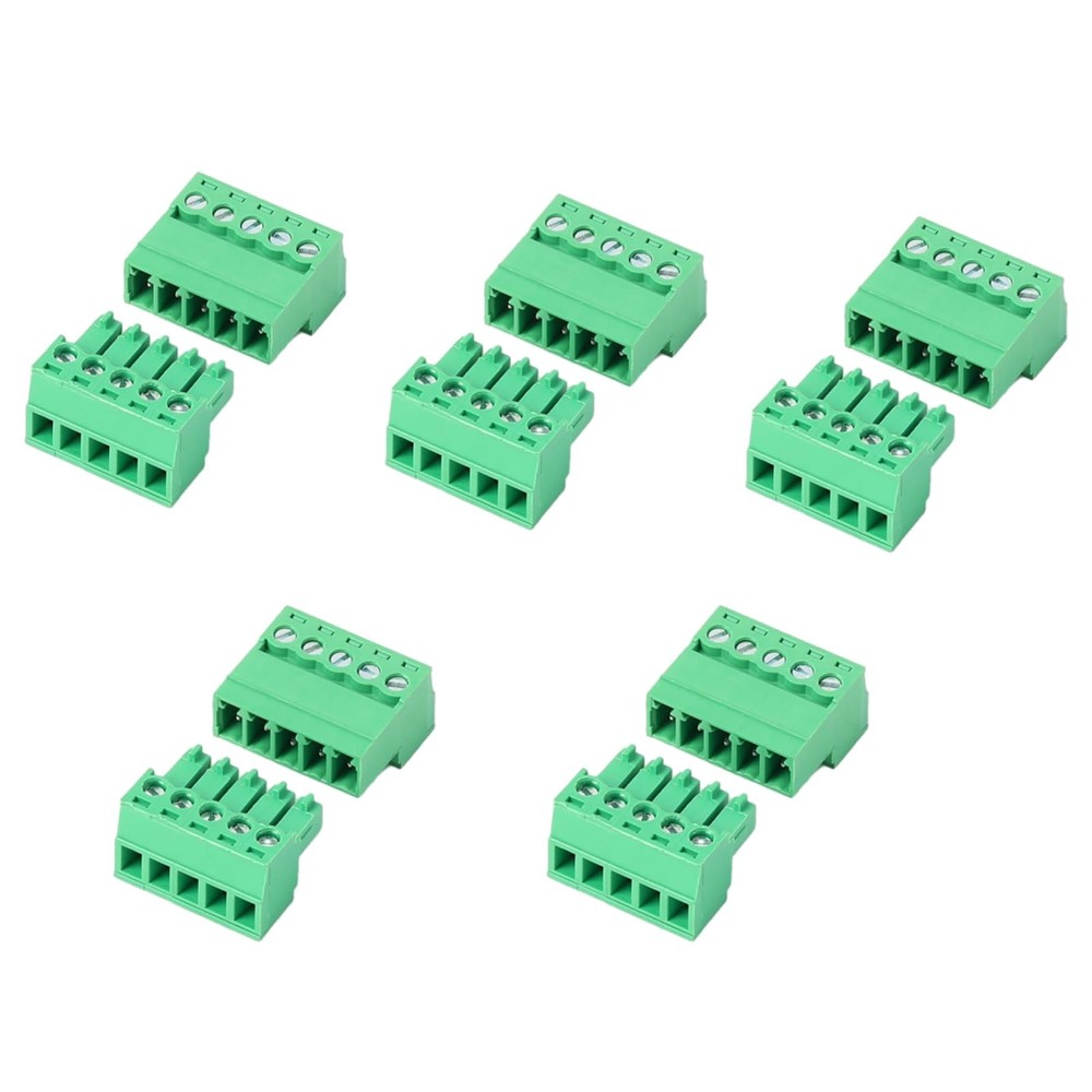 5 Sets 5 Pin 3.81mm Pitch PCB Mount Screw Terminal Block Connector 2816AWG