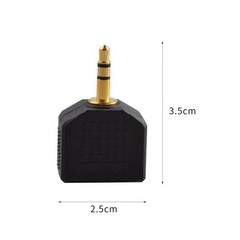 1 Male to 2 Female Gold Plated 3.5mm Y Audio Splitter Headphone Adapter Black Y