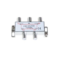 4-Way TV Coaxial Cable Splitter 5-2300 MHz RG6 RG59 Coax Antenna HDTV Satellite