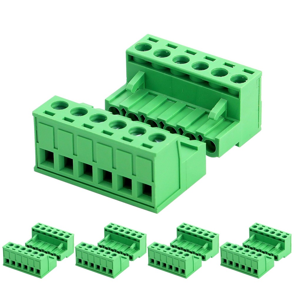 5 PCS 6 Pin 5.08mm Pitch Pluggable Mount Screw Terminal Block Connector Plug