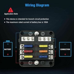 6 Way Car Boot Power Distribution 12/24V Blade Fuse Holder Box Block Panel Board