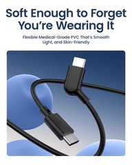 USB-C Cable for AR Smart Glasses, 20Gbps Data & 60W Fast Charging, 6.6FT L-Shape