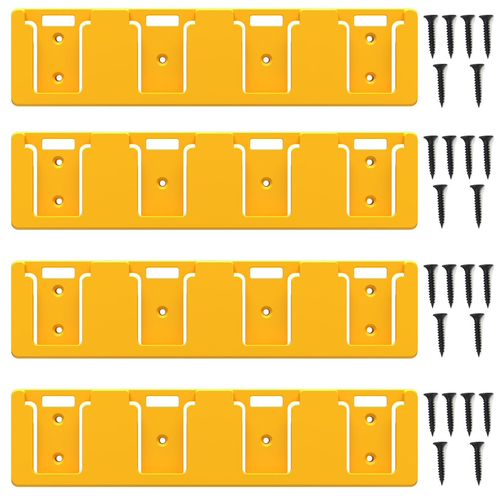 Battery Rack for DeWalt 20V, 4 Slot, Yellow-4pc
