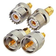 4 Pc UHF Male PL259 & Female SO239 to SMA Male & Female RF Connector Adapter Kit