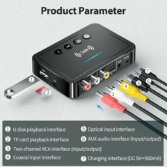 3.5mm AUX To RCA Wireless Audio NFC Adapter Bluetooth5.0 Receiver FM Transmitter