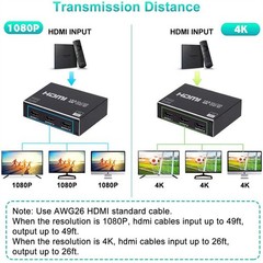 1X3 1 In 3 Out HDMI Splitter HD 2160P 4K 2K@30Hz 4 Port Box Hub Adapater DC 5V
