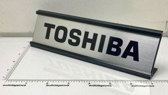 Toshiba Stereo Desk Sign – Custom Silver Aluminum