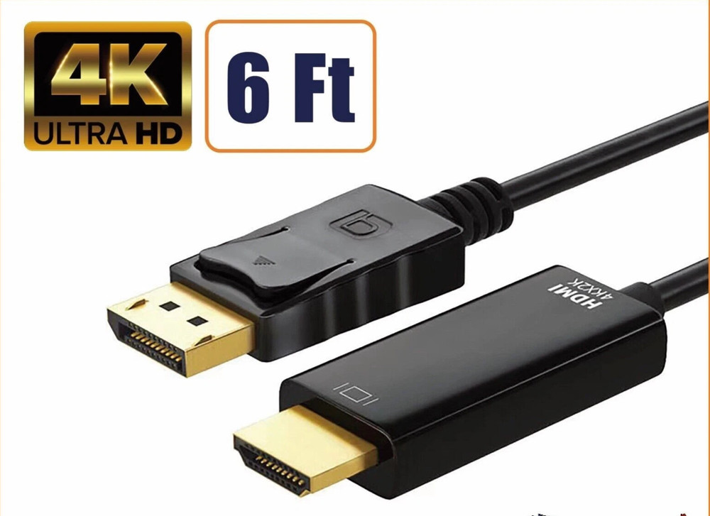 4K Display Port DP to HDMI Cable 60Hz 2160P 25.92Gbps HDR Audio Video Adapter PC