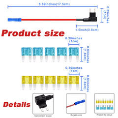 15Pcs Car Add-a-circuit Fuse TAP Adapter Set Car Mini ATM APM Blade15 20 AMP 12V