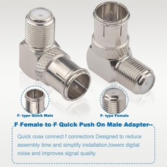 90 Degree Right Angle F Female to Male Connector Coax Adapter TV F-Type M/F Lot