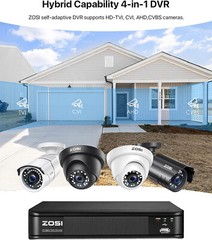 ZOSI H.265 5Mp-Lite HD 8CH DVR System 2TB Hard Drive AI Human Vehicle Detection