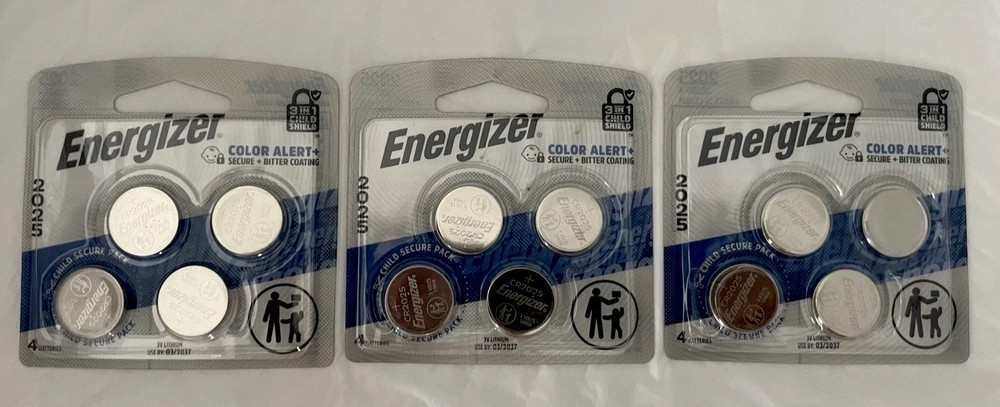 Lot Of 3 – Energizer 2025 Lithium Batteries. 2025BP-4 3v CR2025 Fresh