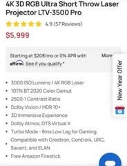 AWOL Vision LTV-3500 Pro 4K 3D Ultra Short Throw DLP Projector Dolby Vision