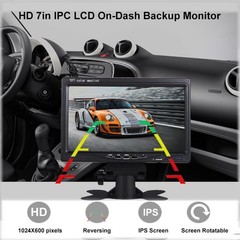 HD 7 Inch IPS Color LCD Screen Backup Camera Monitor, TFT Display, V1/V2 Two
