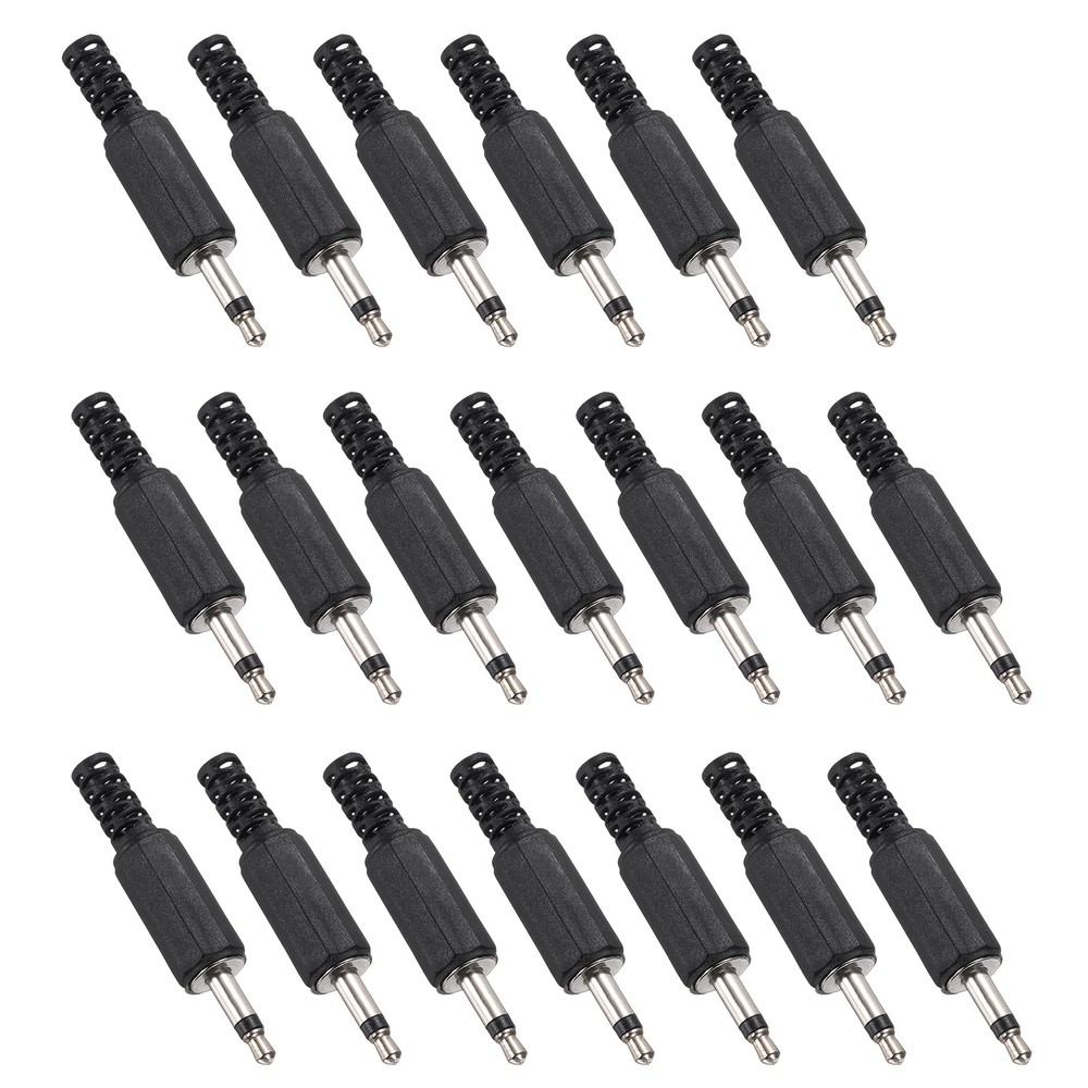 20Pcs 1/8″ 3.5mm TS Audio Male Mono Jack 1 Pole, Black