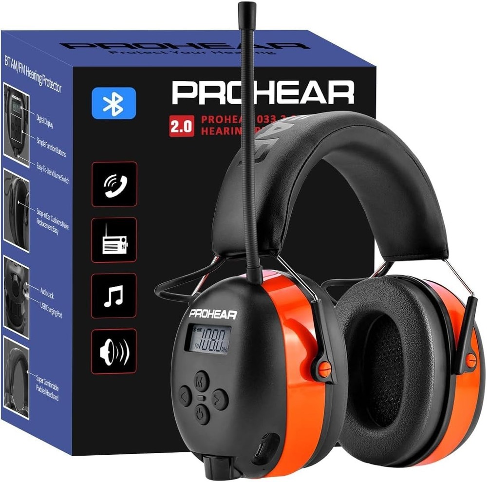 PROHEAR 033 2.0 Upgraded Bluetooth Hearing Protection AM FM Radio Headphones