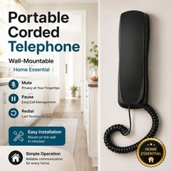 Mini Corded Landline Phone Desktop Wall Mount Telephone for Hotel Office Home US