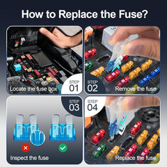 JOREST 300Pcs Car Fuse Assortment Kit, 160 Mini Blade Fuses Automotive + 90 Stan