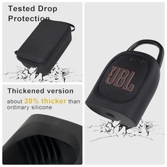 Silicone Cover and Travel Case for JBL Clip 5 Ultra Portable Bluetooth black