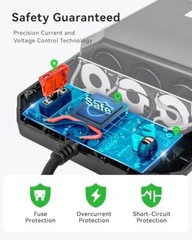 Cigarette Lighter Splitter, 120W Car Charger Adapter with USB & PD, 7 in 1 Multi