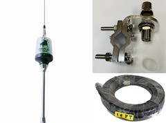 Sirio CB/10M 3/8 Antenna + Mirror Mount with 3/8 to SO-238 Stud 18FT RG213 Cable