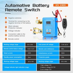 12/24V 240A Remote Battery Disconnect Kill Switch Anti Theft RV ATV Boat & LED