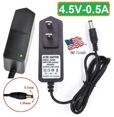4.5V 0.5A AC/DC Adapter Power Supply for Home Electronics with 3.5×1.35mm Plug
