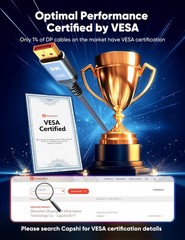 Capshi 8K 4K DisplayPort Cable 1.4 VESA Certified DP Cord 6.6ft 8K@60Hz 4K@144Hz