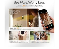 Wireless Solar Video Doorbell Camera Chime Pro, 2K Wide-Angle,WiFi,NO FEES,Alexa