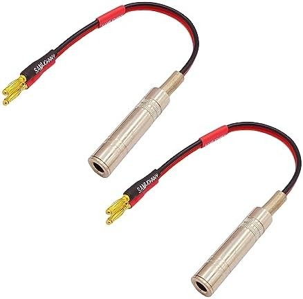 1/4 Inch TS Female to Banana Plug, 6.35mm Jack Mono Adapter Joiner, 1/4″ Female