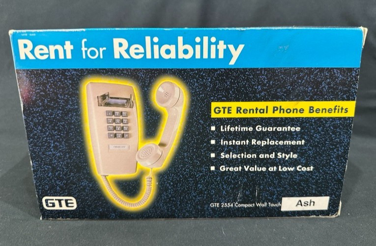 NOS GTE 2554 Compact Wall Touch Telephone Ash Tone/Pulse Ringer Volume Control