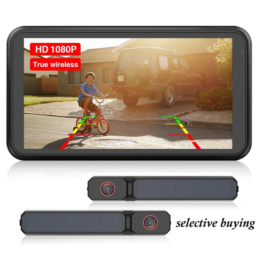 AUTO-VOX Solar Wireless Backup Camera 5″ 1080P Monitor+ 1/2PCS Rear View Cameras