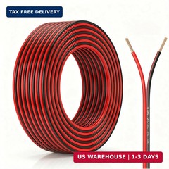 16 Gauge Wire 25FT, 16 AWG Red and Black 2 Conductor Speaker Wire Copper Clad Al