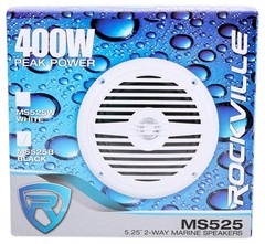 5.25″ Waterproof Marine Boat Speakers, 400W, 4 Ohm, Durable ABS Grill, Outdoor U