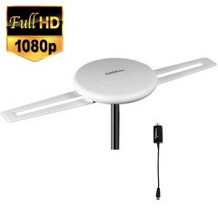 HDTV Antenna Omnidirectional Amplified 4K 1080P UHF VHF with 40Ft Cable & J-Pole