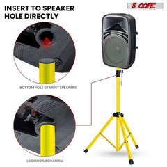 5 Core Speaker Stand Adjustable 31 to 36″ PA DJ Tripod Heavy Duty w 35mm Mount