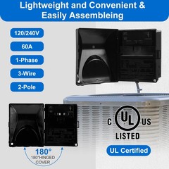 60 Amp AC Disconnect Box Outdoor Plastic, 120/240VAC Non-Fuse Pull Out Switch…