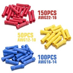 600 PCS Butt Splice Crimp Connectors Insulated Electrical Straight Wire Termi…